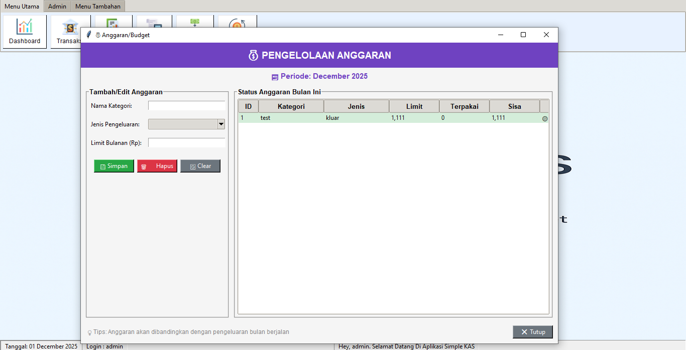 Tampilan Simple KAS 3